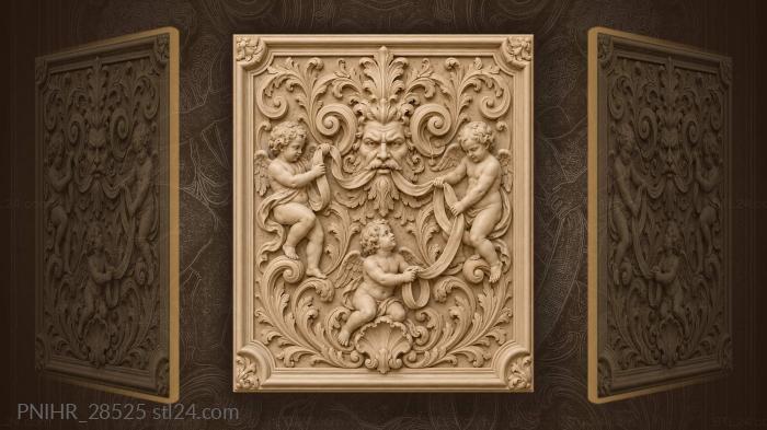 Maskaron feeds ribbon to putti 3d STL model