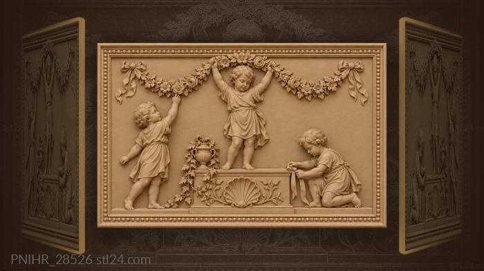 Putto lifts garland above urn 3d STL model