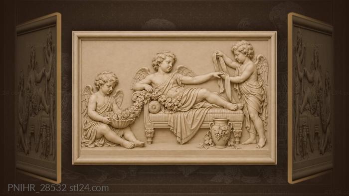 Garland spills as putti gather it 3d STL model