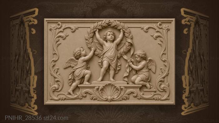 Boys raise wreath above pedestal 3d STL model