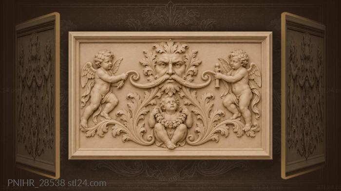 Putti tug the bearded face’s mustache 3d STL model