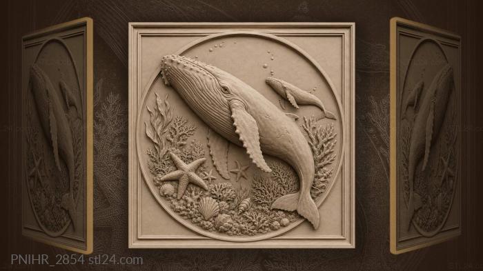 Whale among sea life wonders 3d STL model