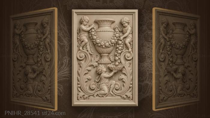 Cherubs gather fruit from urn 3d STL model