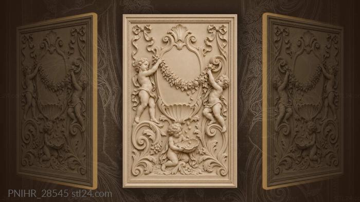 Cherubs collect petals in shell 3d STL model