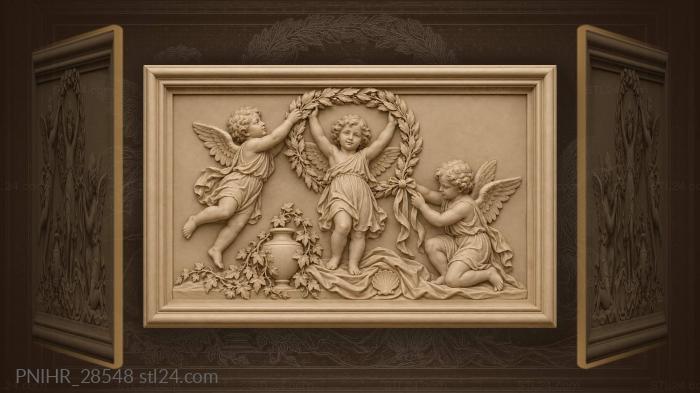 Lifting cherubs crown the draped cloth 3d STL model