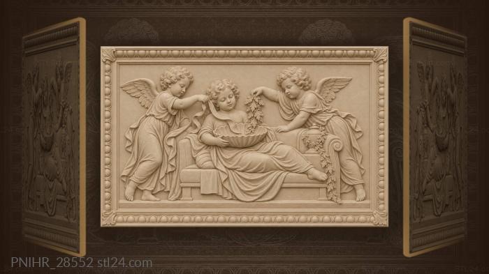Cherubs place gifts inside shell 3d STL model
