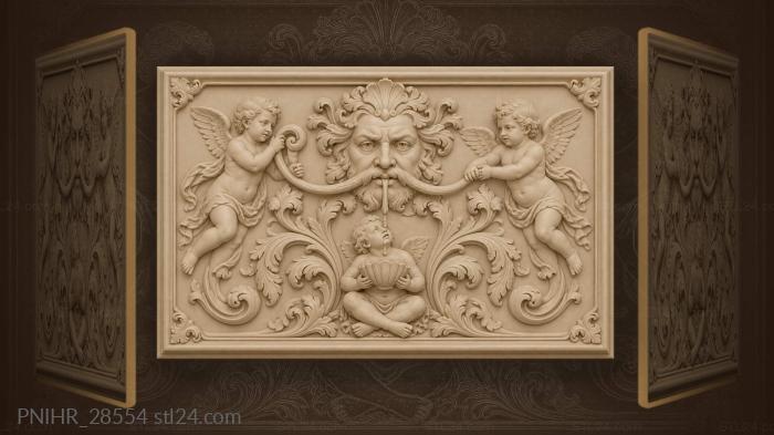 Maskaron drips into putto shell 3d STL model