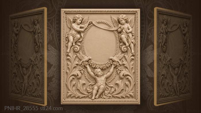 Cherubs stretch ribbon across oval 3d STL model