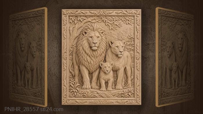 Lion family in the jungle 3d STL model