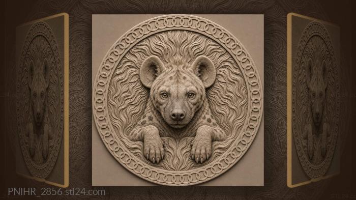 Hyena emerging patterned circular design 3d STL model