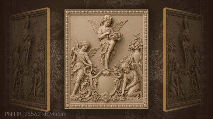 Cherubs gather flowers into basket 3d STL model