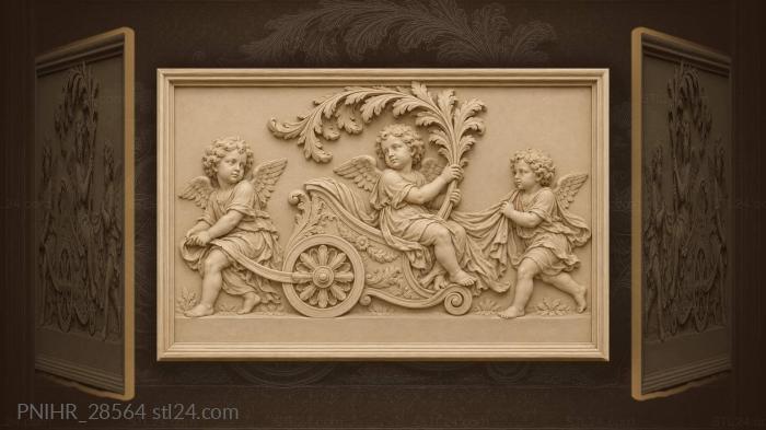 Angels pulling triumphant allegorical chariot 3d STL model