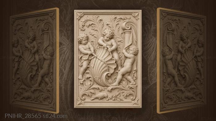 Putti pry open ribboned shell 3d STL model