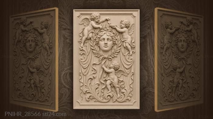 Putto drops petal onto mask 3d STL model