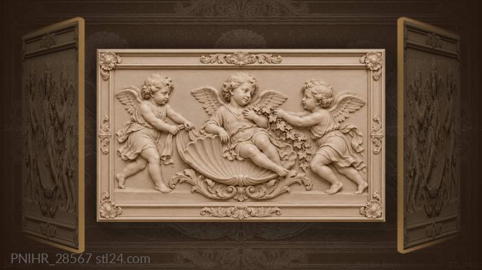Putti with shell garland and ribbon 3d STL model