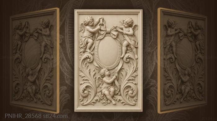 Putti tighten bow around cartouche 3d STL model