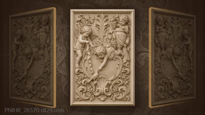 Putto pets bird beside shell 3d STL model