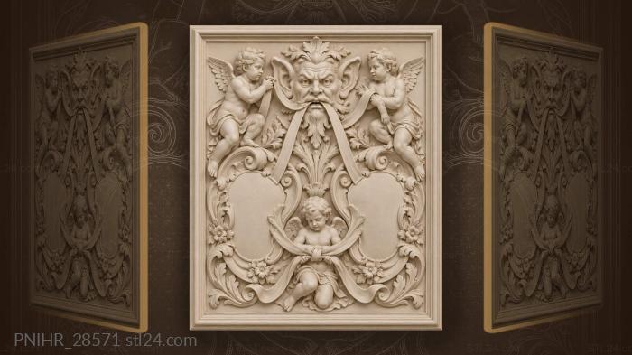 Putti knot ribbons beneath mask 3d STL model