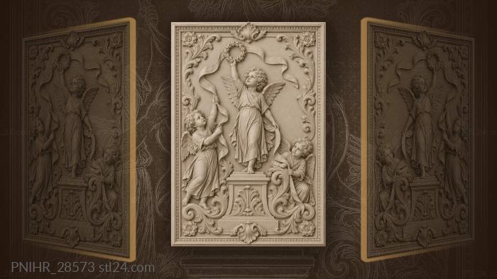 Boy on a plinth lifting a wreath skyward 3d STL model