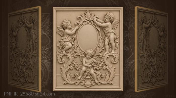 Ribbons unite putti around cartouche 3d STL model