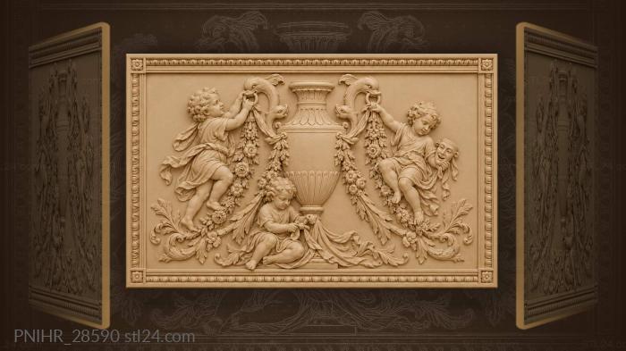 Putti climb the vase for ribbon 3d STL model