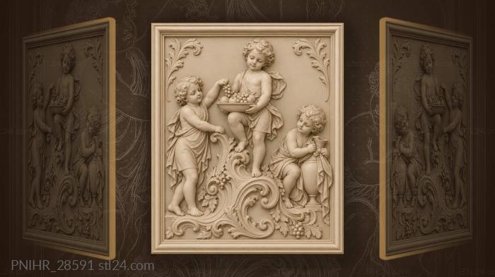 Putti fill a bowl with fruit 3d STL model