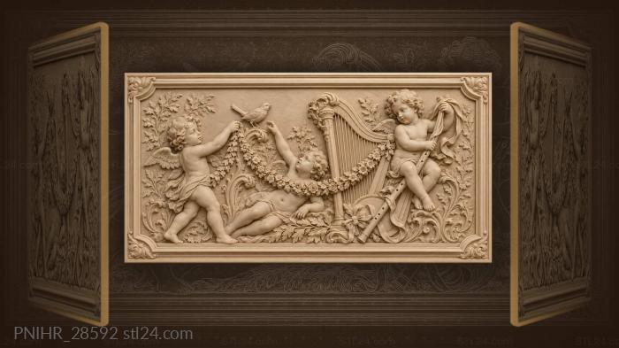 Cherub offers the bird a trailing garland 3d STL model