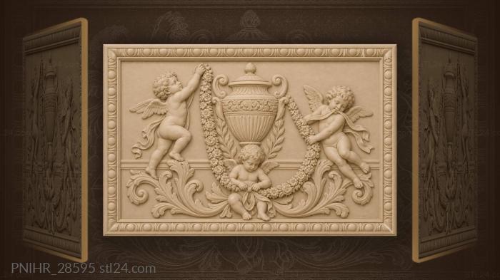 Beside vase putti tie garlands 3d STL model
