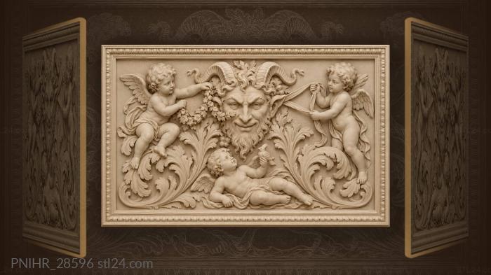 Cherub holds bird beneath satyr 3d STL model