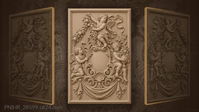 Putti hoist a heavy fruit garland 3d STL model