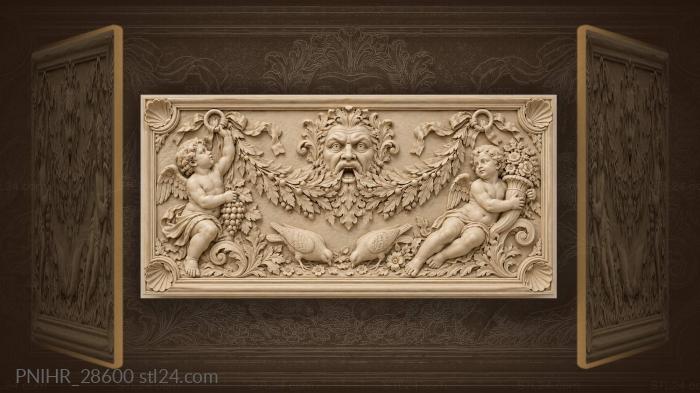 Putti tie laurel beside the mascaron 3d STL model