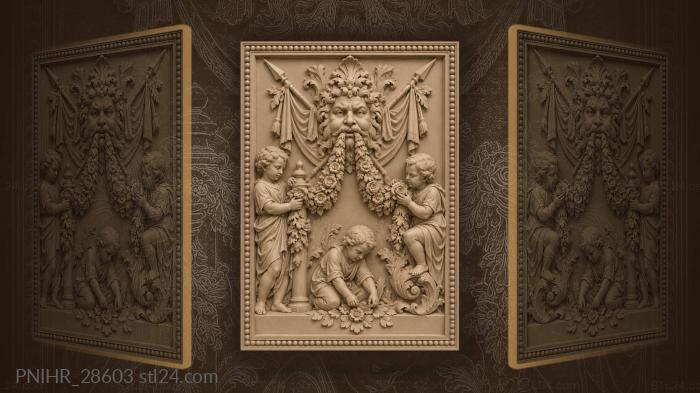 Cherub smells rose beneath mascaron 3d STL model