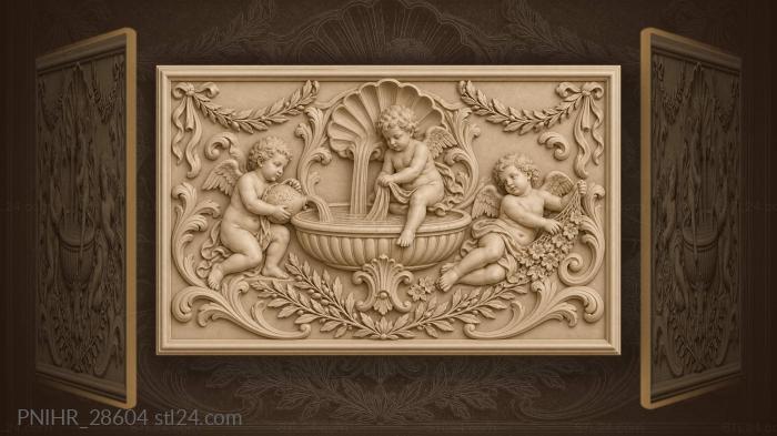 A putto dips ribbon into the fountain 3d STL model