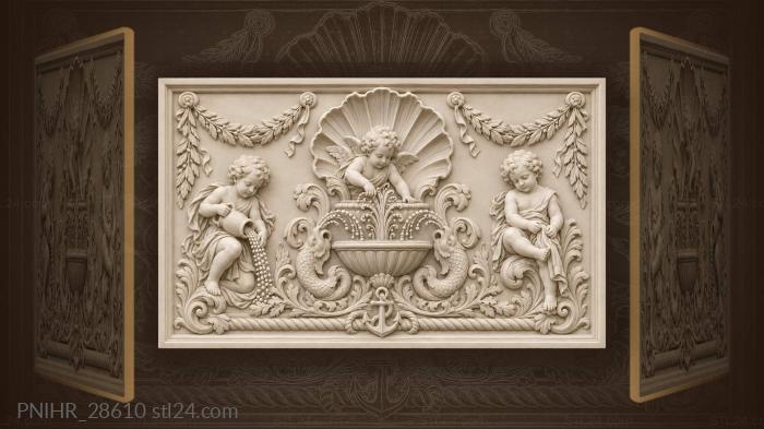 Putti splash water over fish 3d STL model