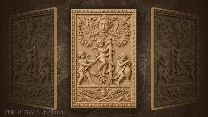 Putti wind a long ribbon around the pillar 3d STL model