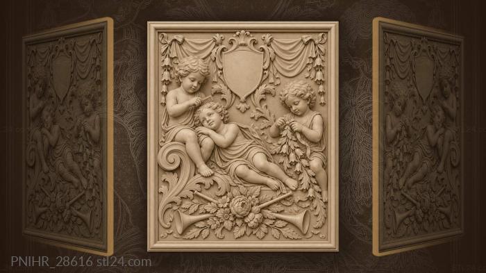 Angelic play among acanthus and ribbons 3d STL model