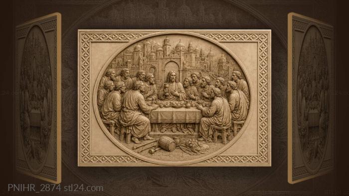 Chalice and city around the long table 3d STL model