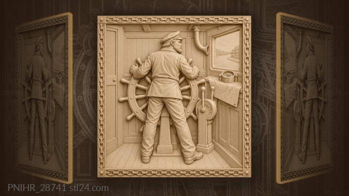 Captain at the ships wheel 3d STL model