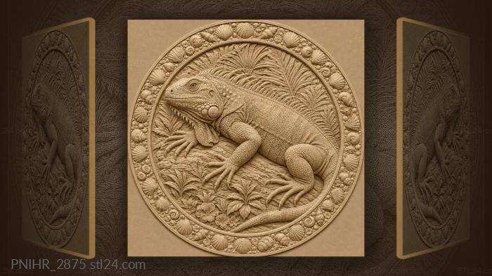 Iguana among patterned shells 3d STL model