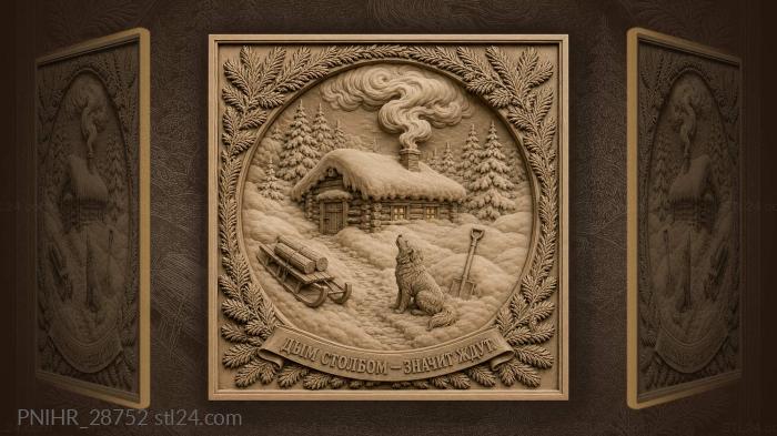 Winter bathhouse cozy smoke scene 3d STL model