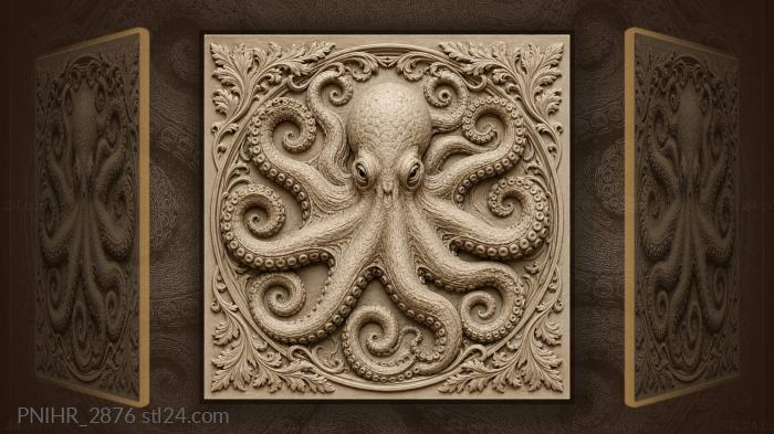 Majestic octopus swirling tentacles design 3d STL model