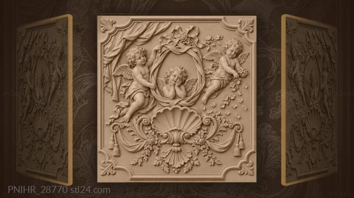 Playful putti with floral shower frame 3d STL model