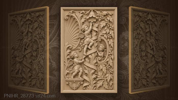 Playful putti climbing ribbon acanthus 3d STL model