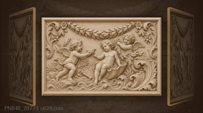 Playful putti bathing in waves 3d STL model