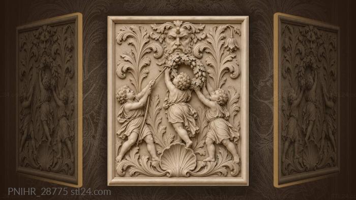 Putti lifting wreath for mascaron 3d STL model