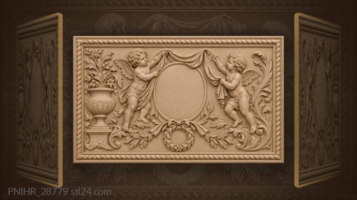 Putti struggle with floral drapery 3d STL model