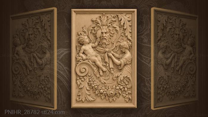 Putto holds mirror before mascaron 3d STL model