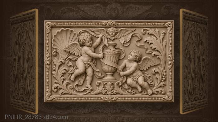 Putto pulls ribbon around vase 3d STL model