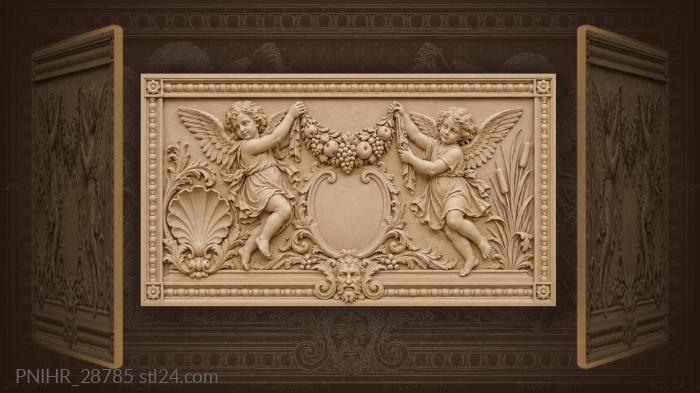 Putto with fruit garland cherub mask 3d STL model