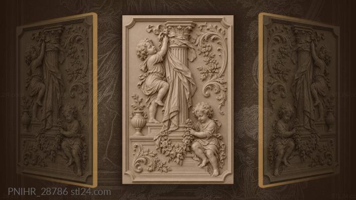Putto climbs column toward wrapped ribbon 3d STL model